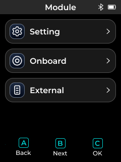 Module selection screen